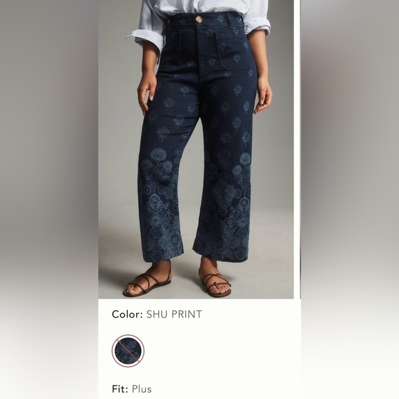 Anthropologie The Colette Cropped Wide-Leg Jeans Size 16W NWT - Picture 2 of 16